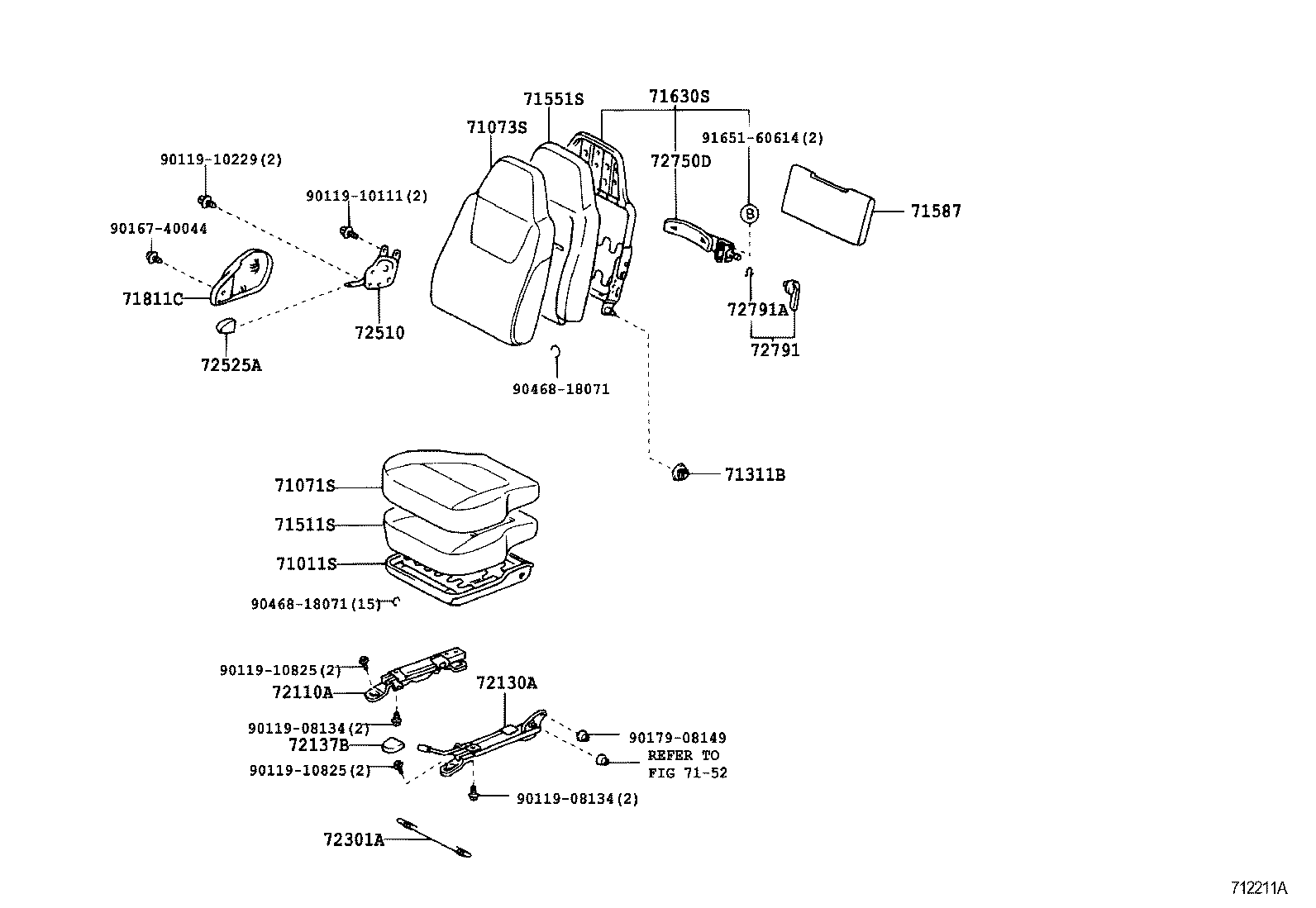 71013-37120 SPRING ASSY, FRONT SEAT BACK, RH(FOR SEPARATE TYPE) product image