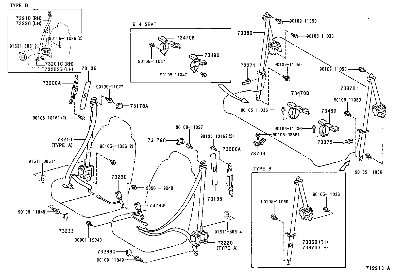 73370-52010-C2 BELT ASSY, REAR SEAT 3 POINT TYPE, OUTER LH product image