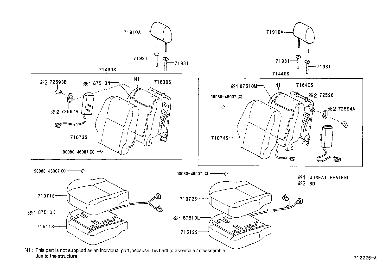 71027-02090-A0 COVER, FRONT SEAT BACK, RH(FOR SEPARATE TYPE) product image