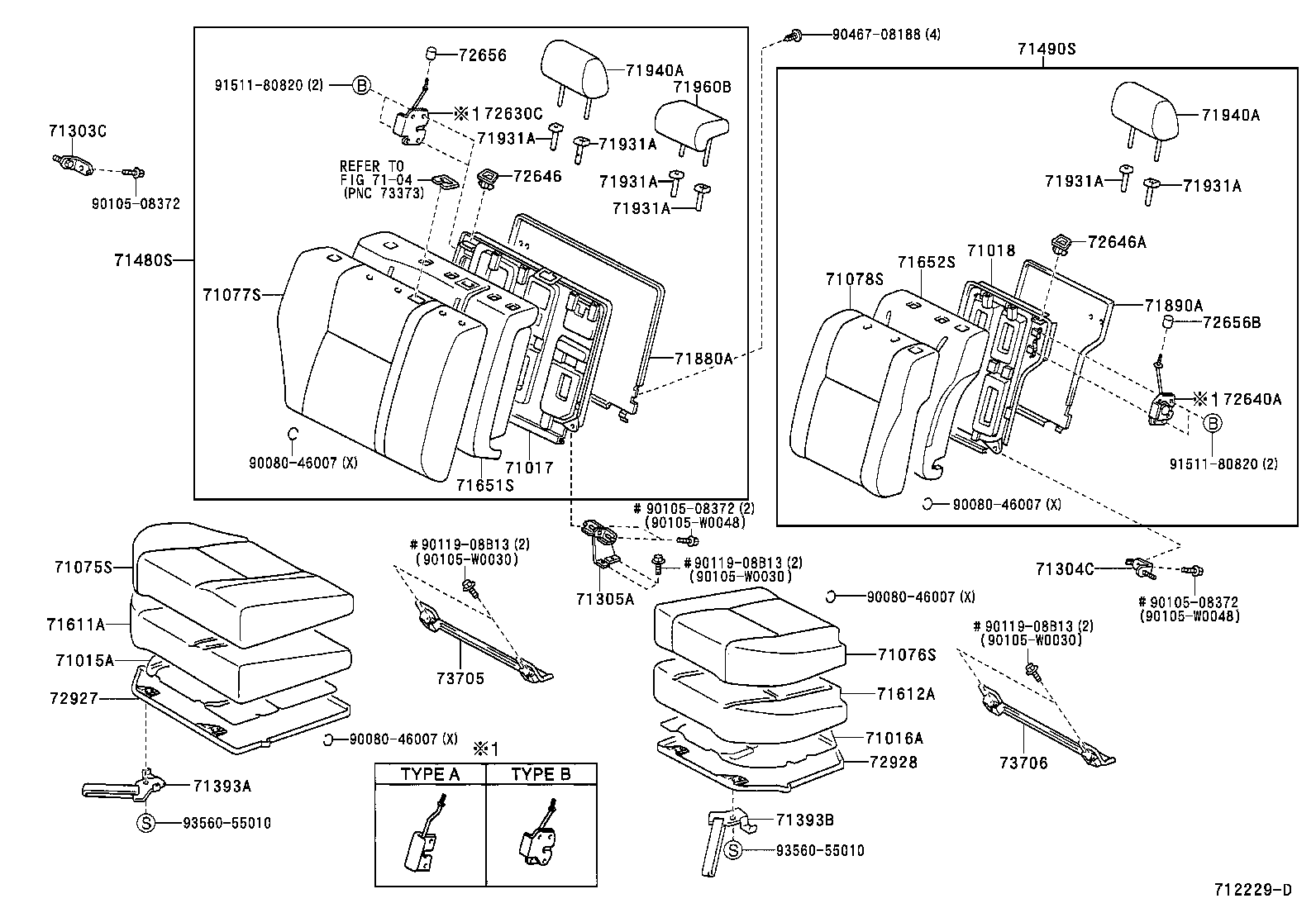 71016-02010 FRAME SUB-ASSY, REAR SEAT CUSHION, LH product image