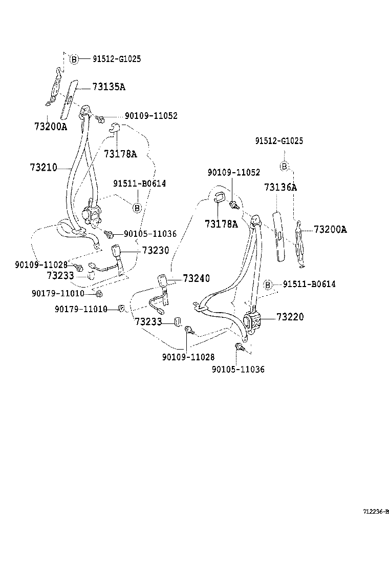 73015-20060 BRACKET SUB-ASSY, BELT OUTER ANCHOR, RH product image