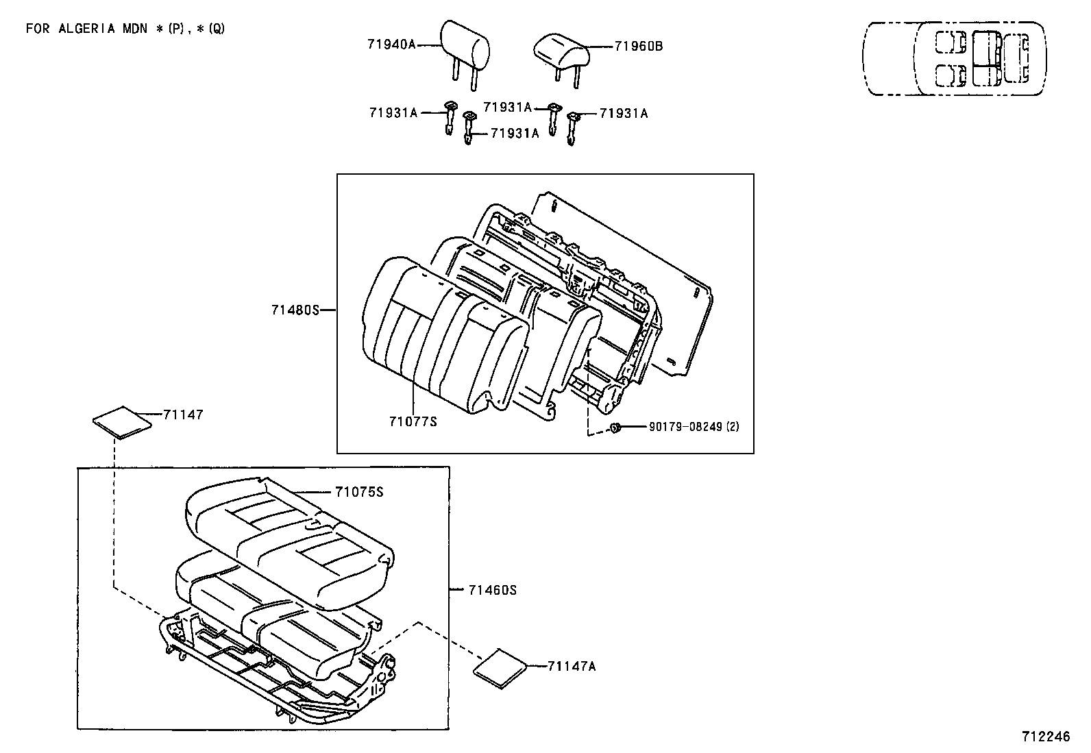 71017-60360 FRAME SUB-ASSY, REAR SEAT BACK, RH product image
