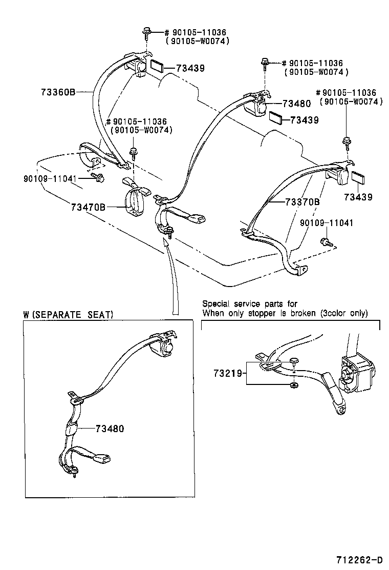 73015-13020 BRACKET SUB-ASSY, BELT OUTER ANCHOR, RH product image