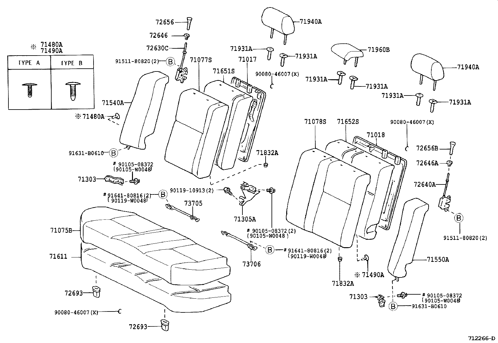 71017-02100 FRAME SUB-ASSY, REAR SEAT BACK, RH product image