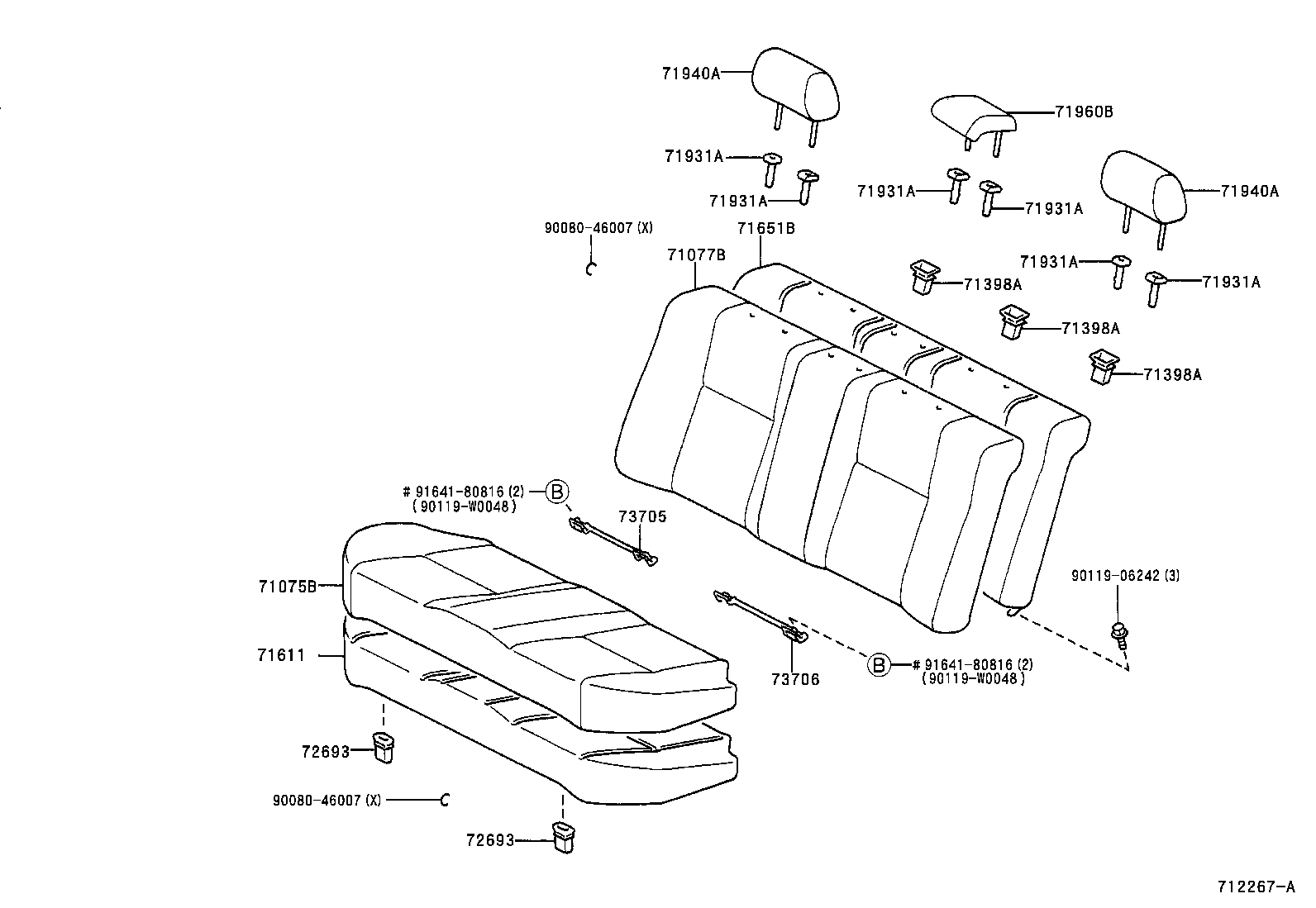 71017-02100 FRAME SUB-ASSY, REAR SEAT BACK, RH product image