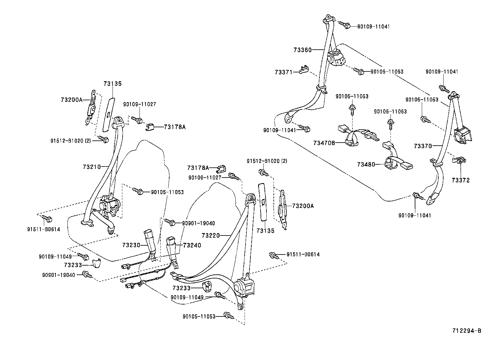 73240-52010-B0 BELT ASSY, FRONT SEAT INNER, LH product image