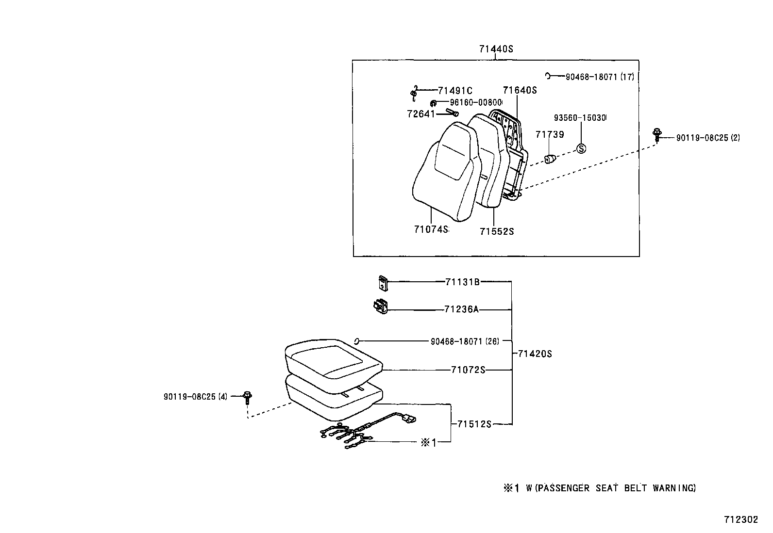 71502-37180 PAD, FRONT SEAT CUSHION, LH (FOR SEPARATE TYPE) product image