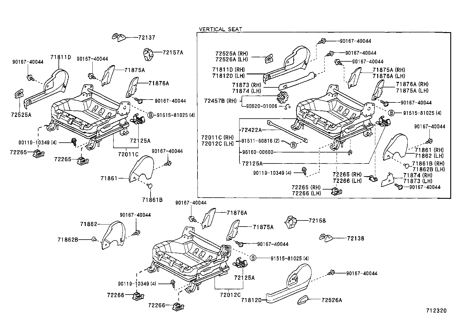 71518-52860-B0 PAD, FRONT SEAT CUSHION W/COVER, RH product image