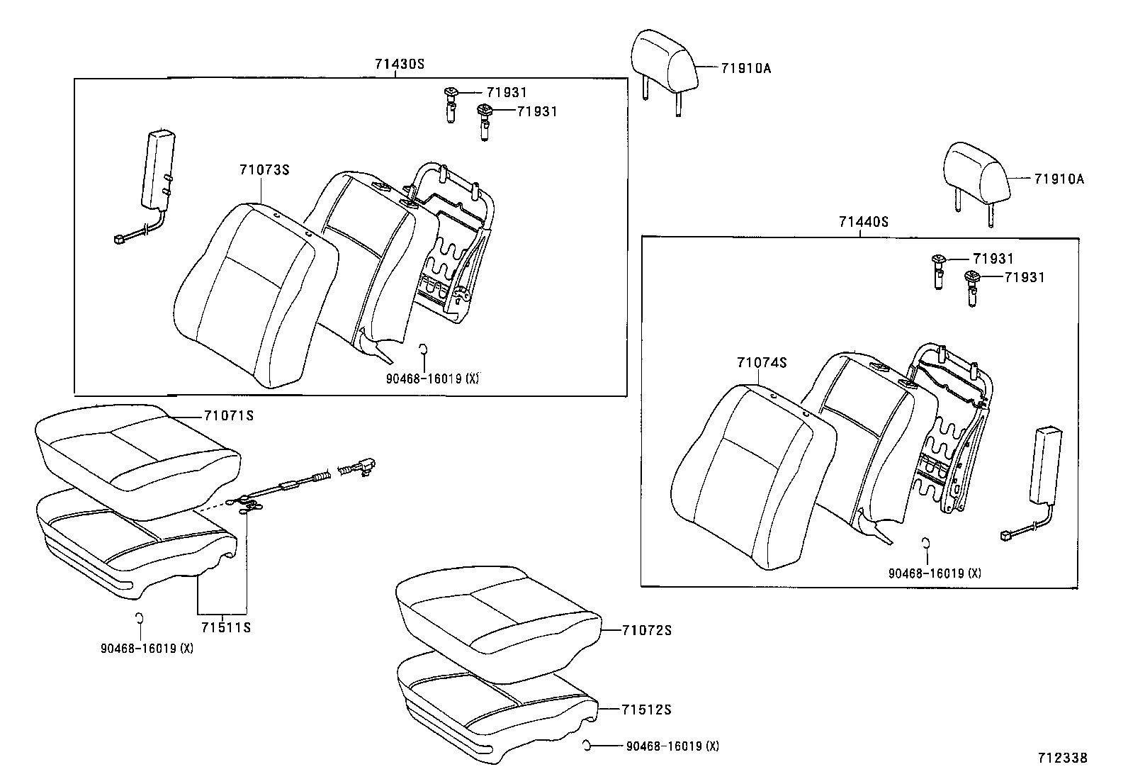 71120-12010 FRAME ASSY, FRONT SEAT W/ADJUSTER, LH product image