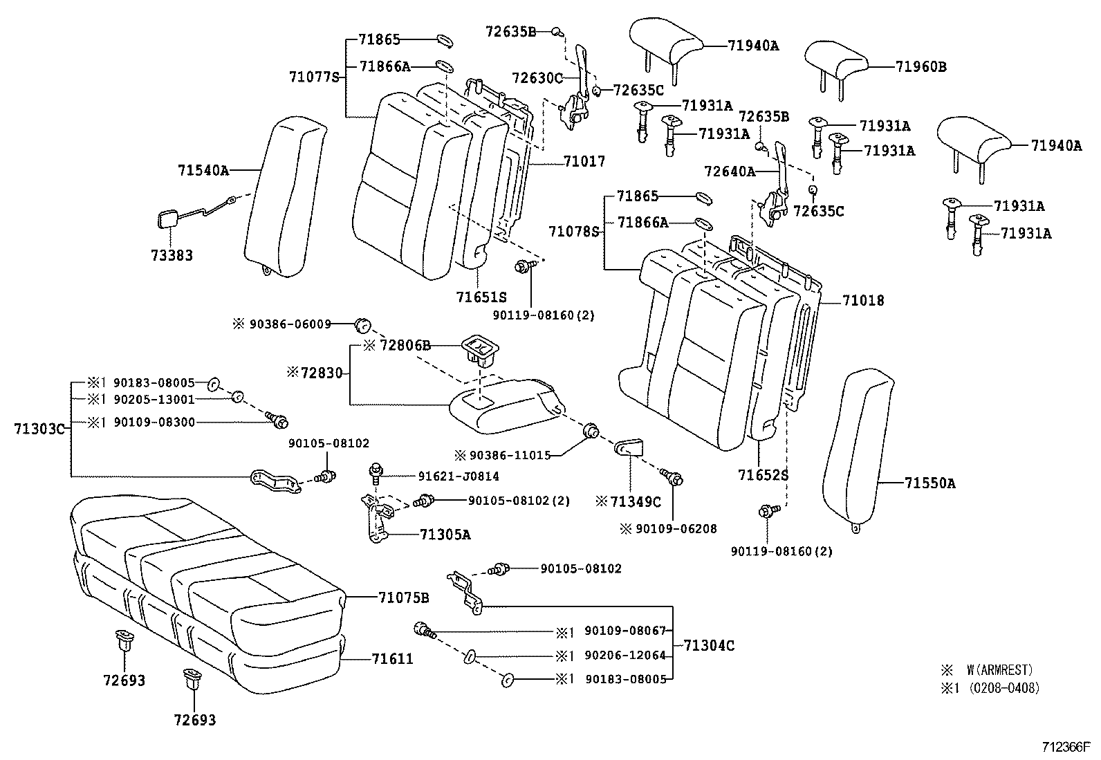 71017-YC110 FRAME SUB-ASSY, REAR SEAT BACK, RH product image