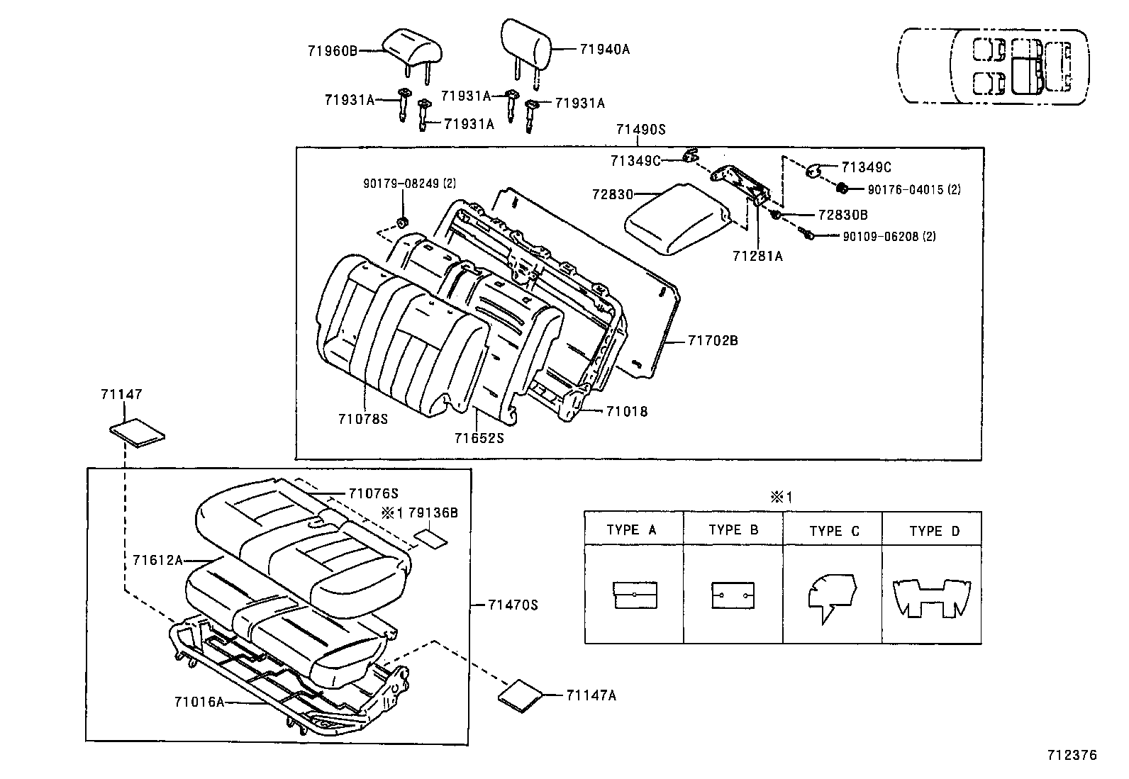 71697-60080 PROTECTOR, REAR SEAT BACK EDGE product image