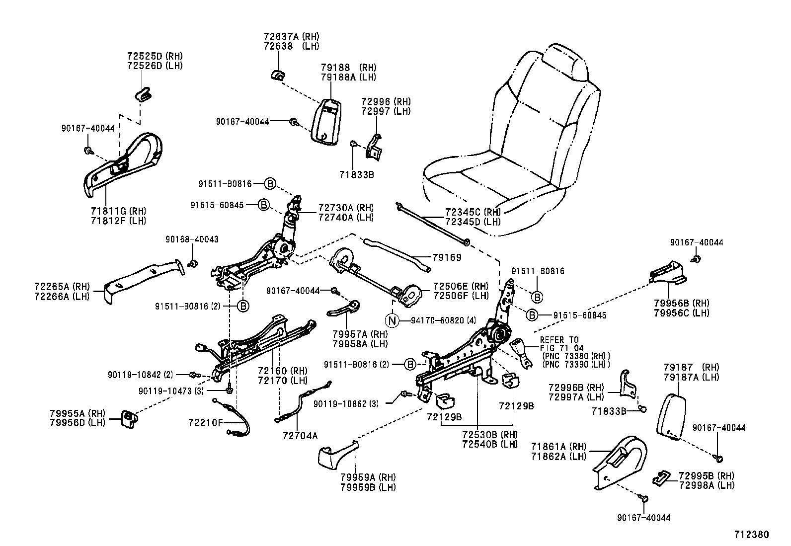 71017-44040 FRAME SUB-ASSY, REAR SEAT BACK, RH product image
