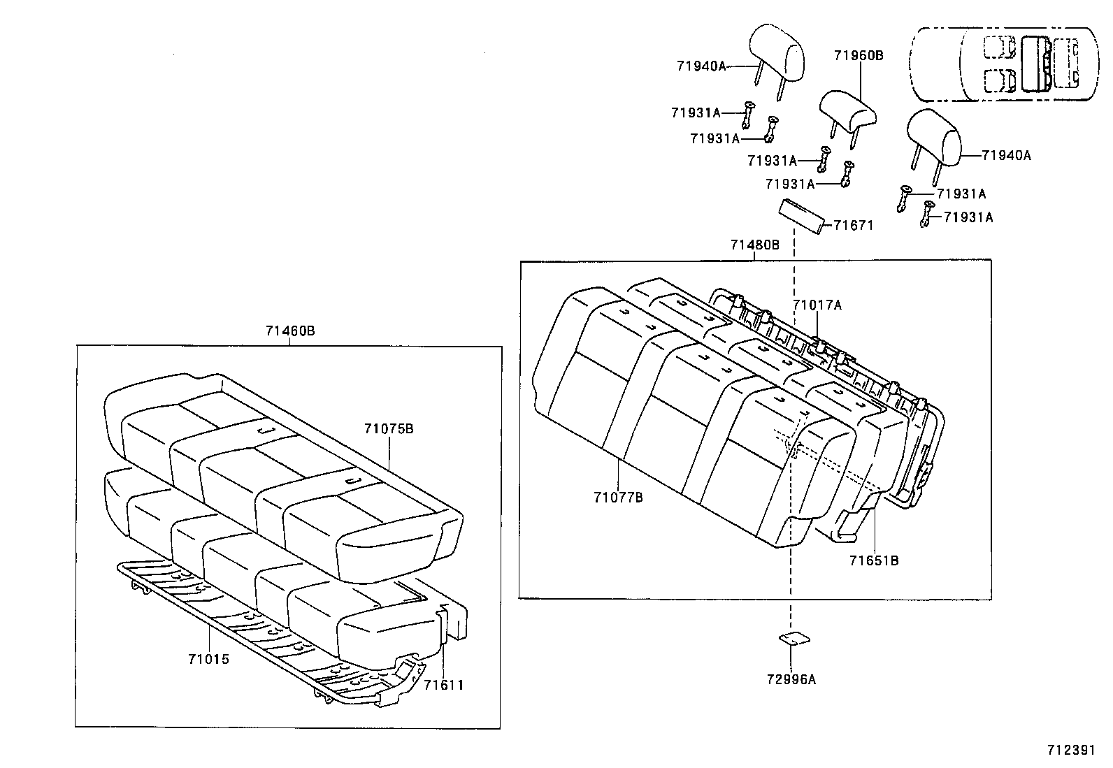 71017-60360 FRAME SUB-ASSY, REAR SEAT BACK, RH product image