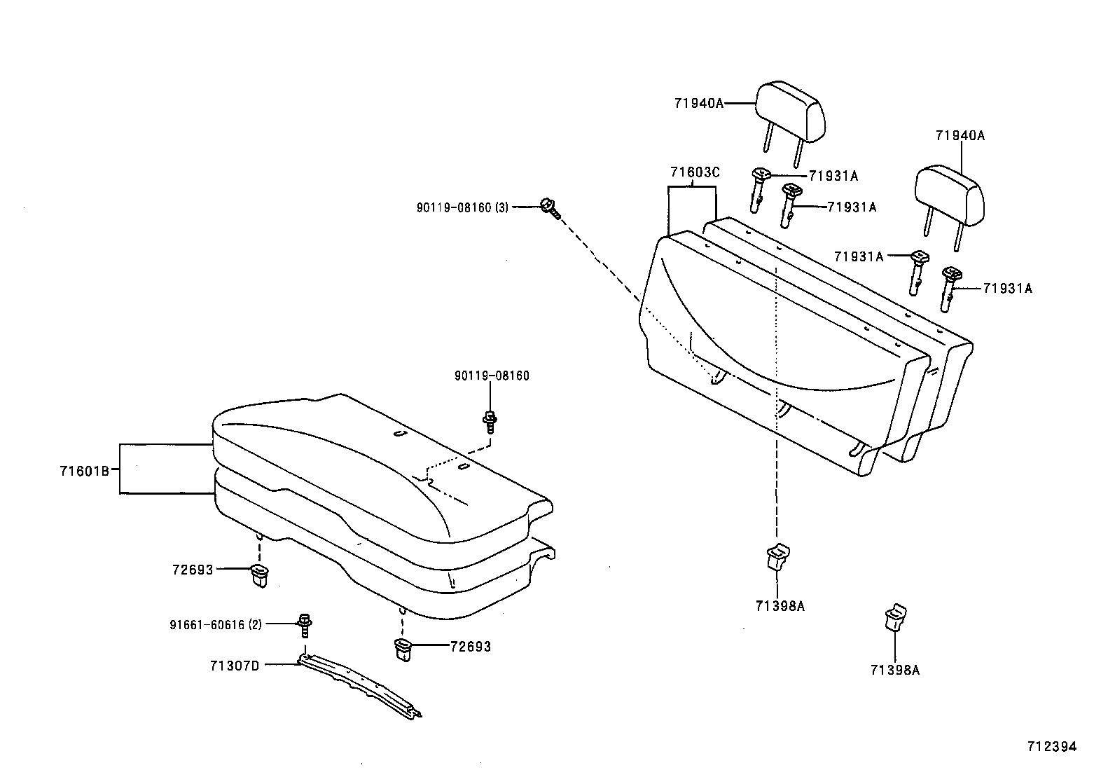 71601-5C450 PAD SUB-ASSY, REAR SEAT CUSHION W/COVER product image