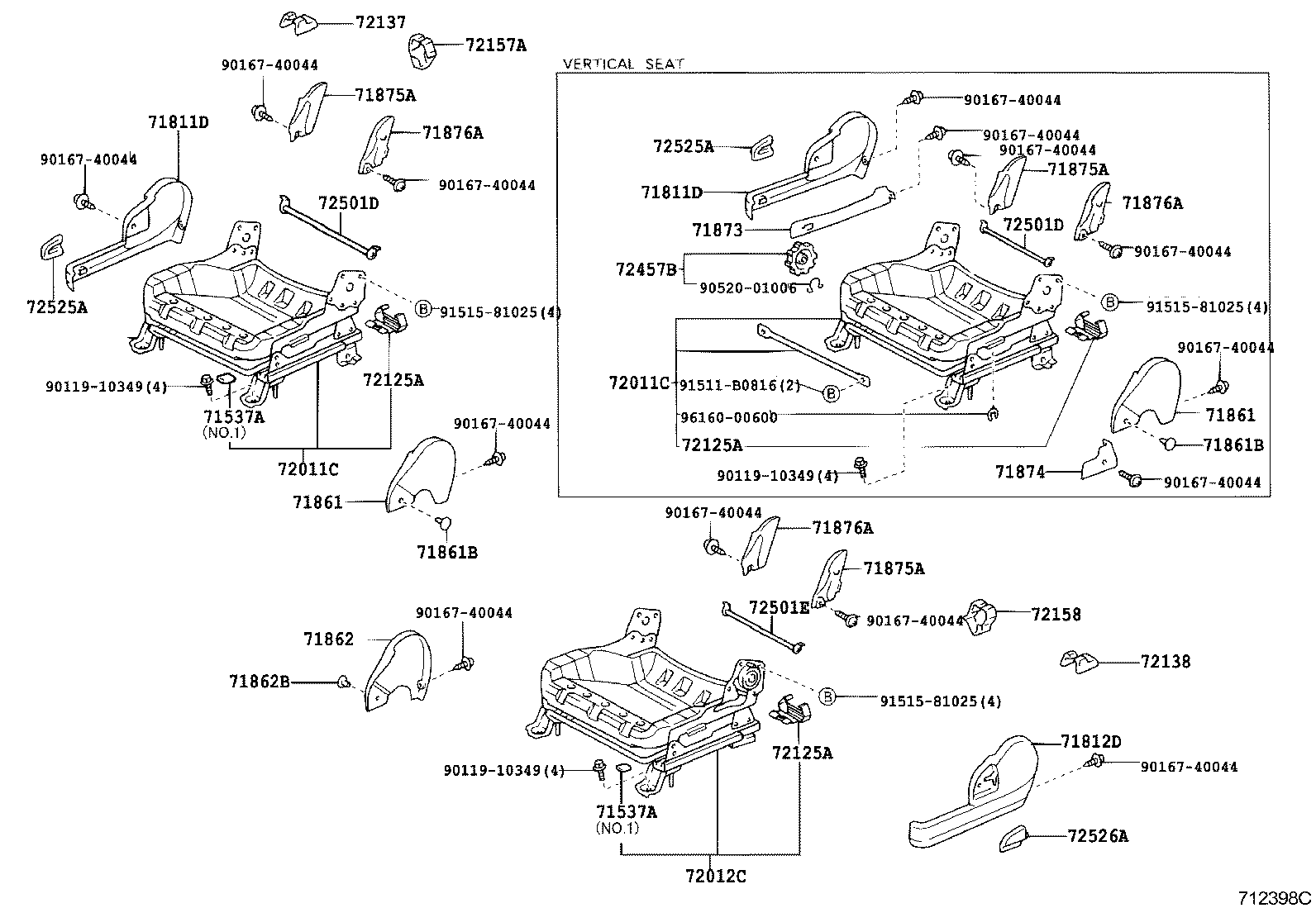71518-52230-B0 PAD, FRONT SEAT CUSHION W/COVER, RH product image