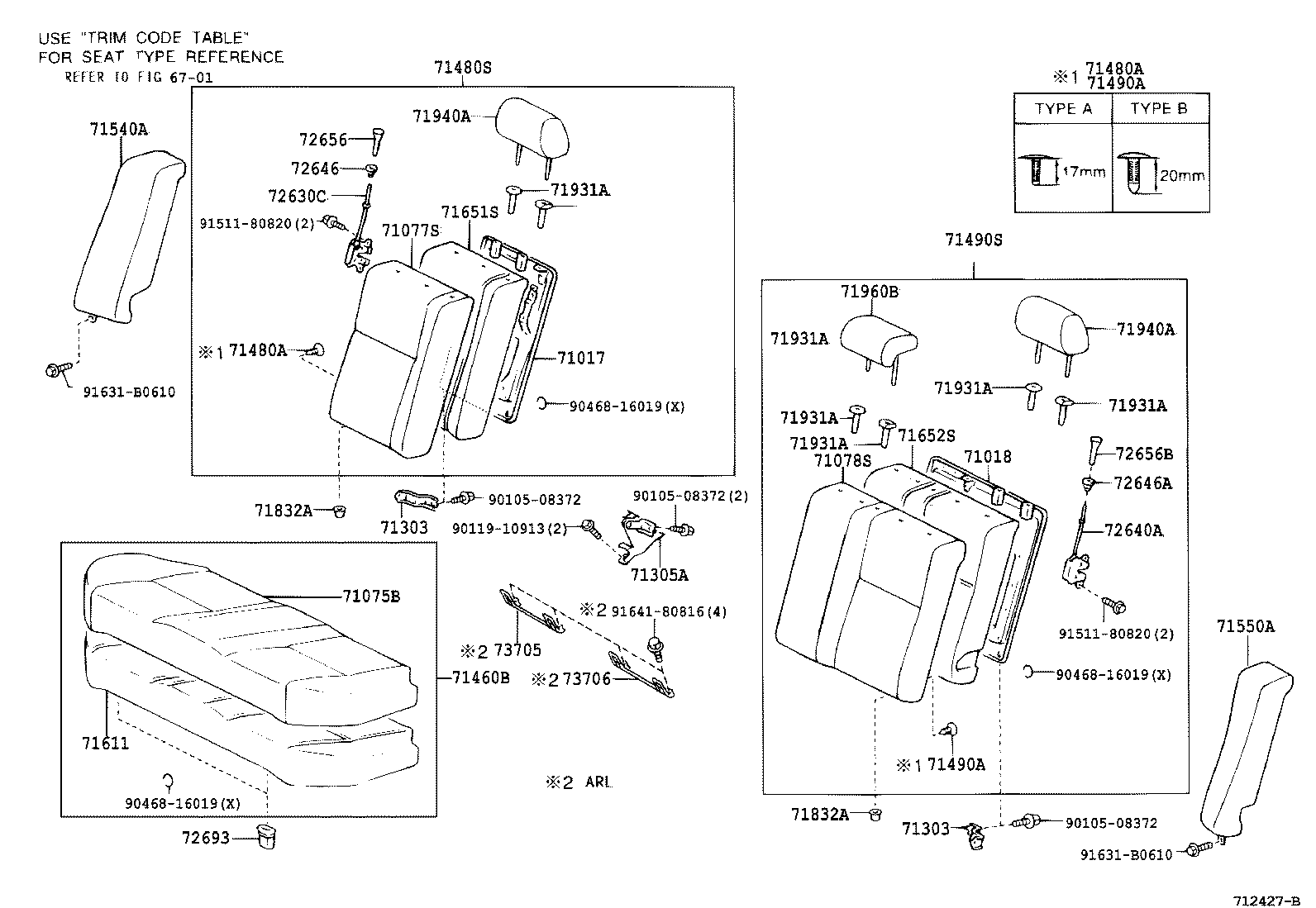 71017-02160 FRAME SUB-ASSY, REAR SEAT BACK, RH product image