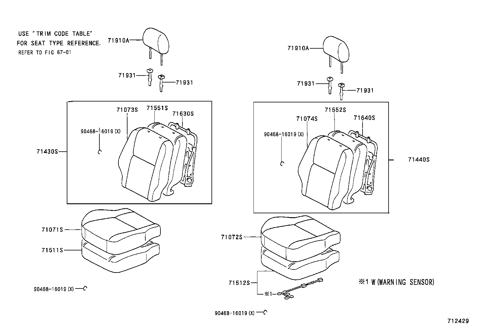 71502-02010 PAD, FRONT SEAT CUSHION, LH (FOR SEPARATE TYPE) product image