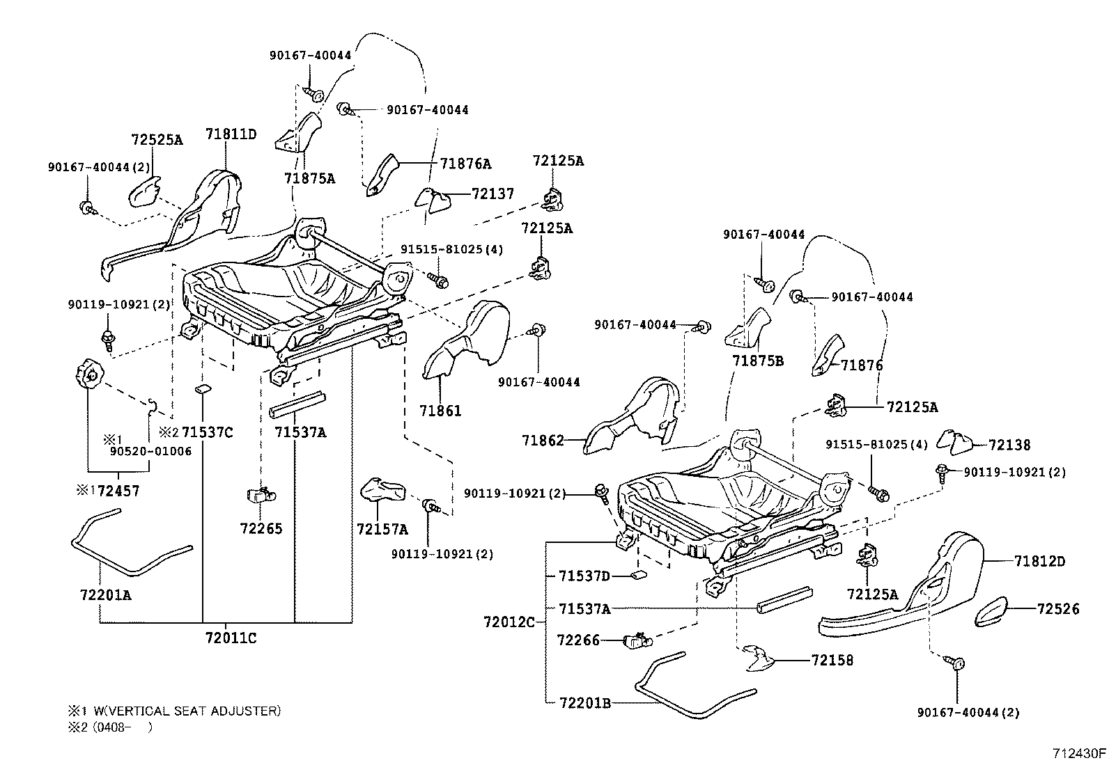 71502-02010 PAD, FRONT SEAT CUSHION, LH (FOR SEPARATE TYPE) product image