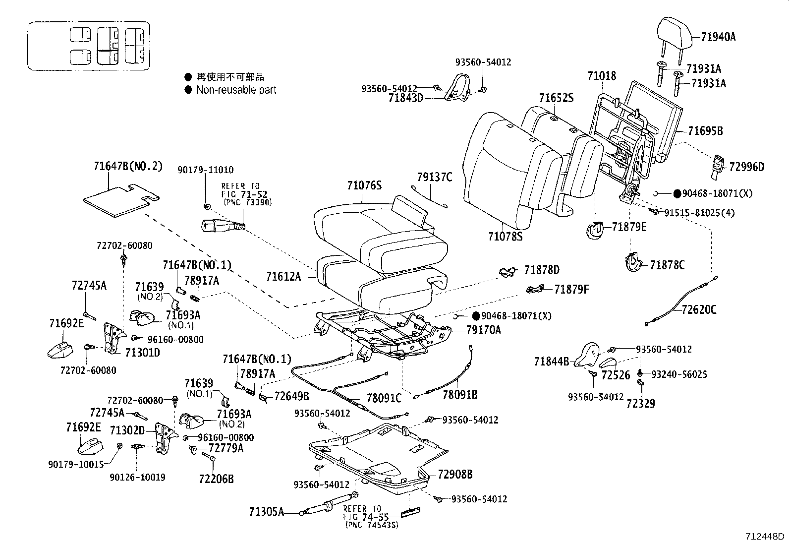 71017-60520 FRAME SUB-ASSY, REAR SEAT BACK, RH product image