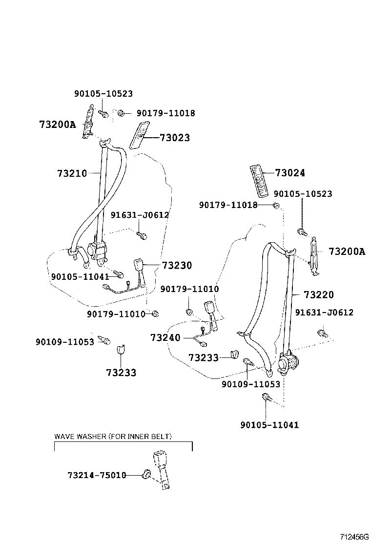 Toyota 73023-30010-A0 PLATE SUB-ASSY, FRONT SHOULDER BELT ANCHOR, RH