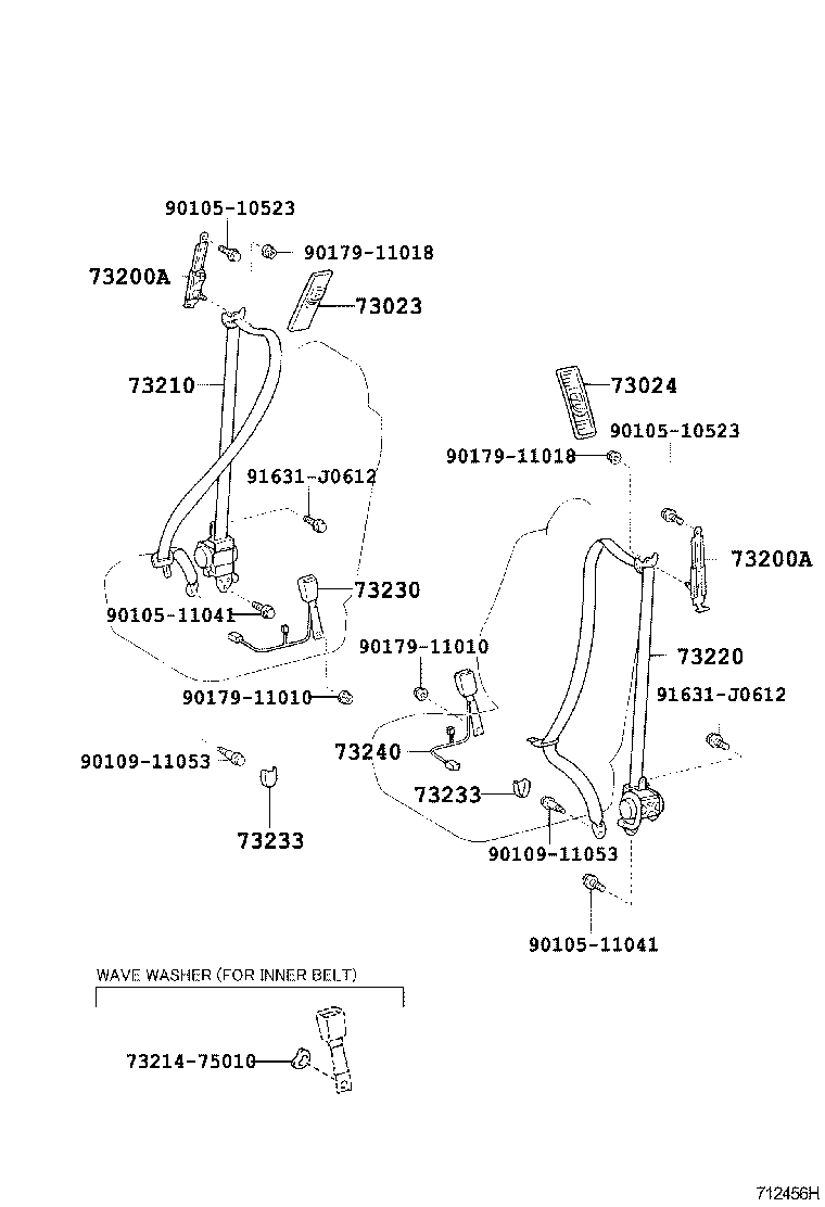 73200-60030 ADJUSTER ASSY, FRONT SHOULDER BELT ANCHOR product image