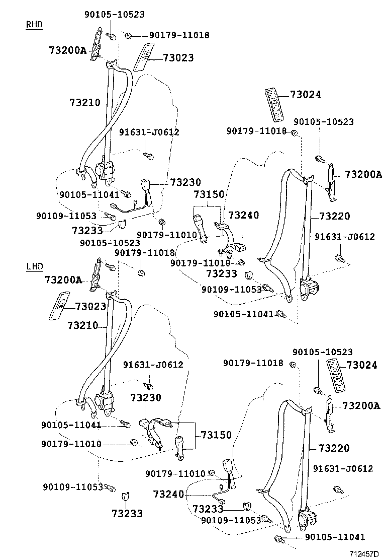 73200-0G010 ADJUSTER ASSY, FRONT SHOULDER BELT ANCHOR product image