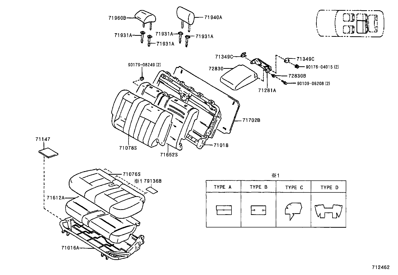 71630-60150 SPRING ASSY, FRONT SEAT BACK, RH(FOR SEPARATE TYPE) product image