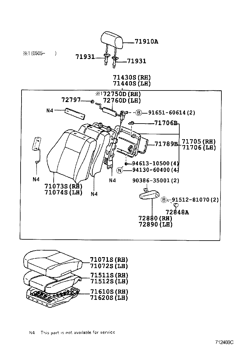 71076-60641-B1 COVER, REAR SEAT CUSHION, LH (FOR SEPARATE TYPE) product image