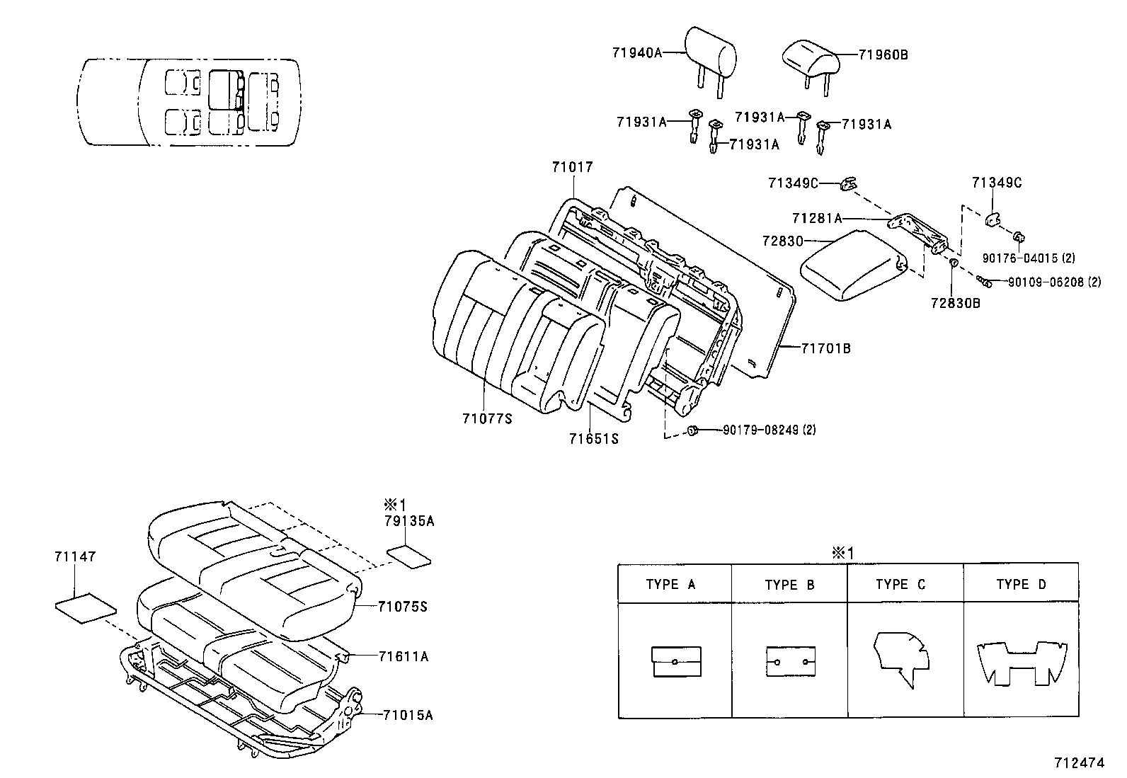 71630-60150 SPRING ASSY, FRONT SEAT BACK, RH(FOR SEPARATE TYPE) product image
