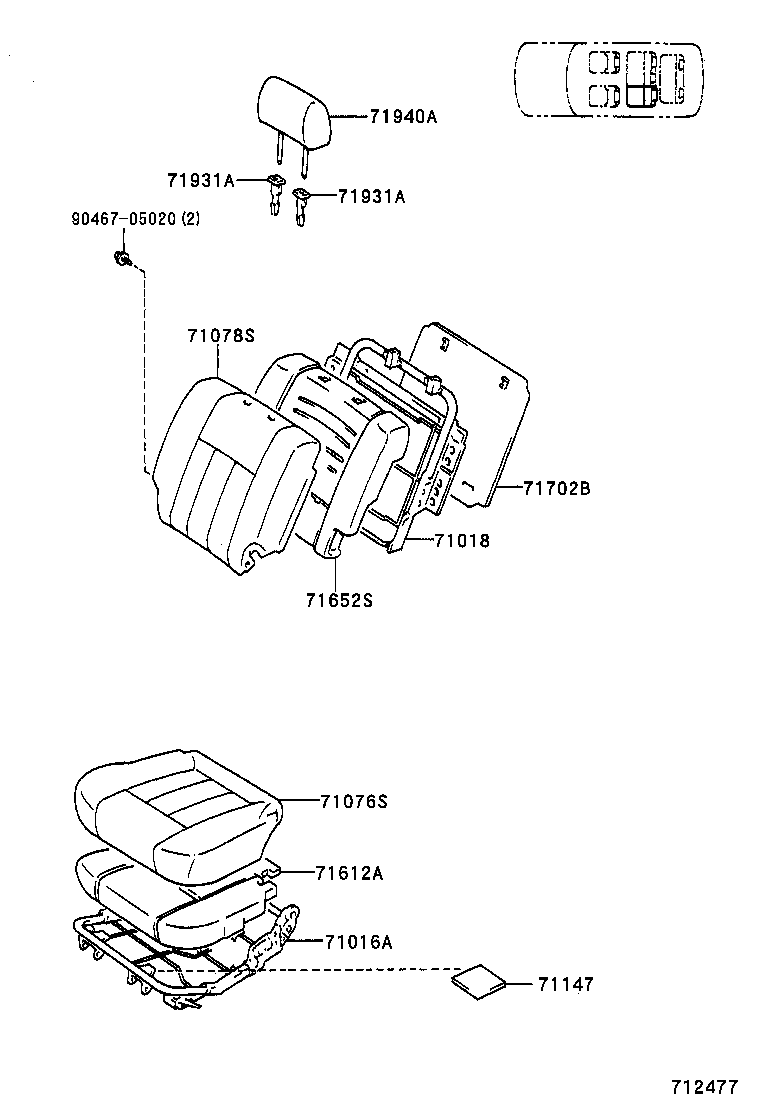 71630-60150 SPRING ASSY, FRONT SEAT BACK, RH(FOR SEPARATE TYPE) product image