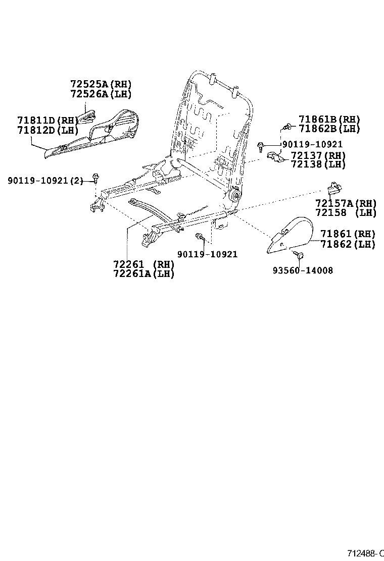 71630-0D021 SPRING ASSY, FRONT SEAT BACK, RH(FOR SEPARATE TYPE) product image