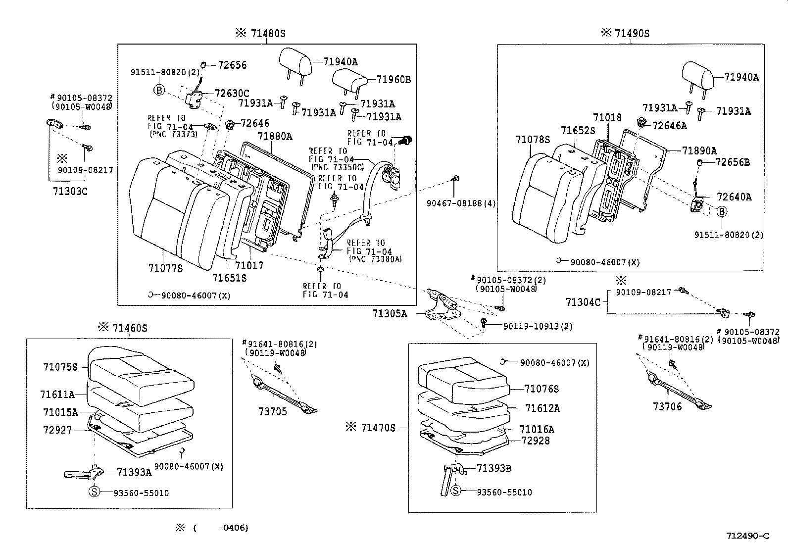 71017-02100 FRAME SUB-ASSY, REAR SEAT BACK, RH product image