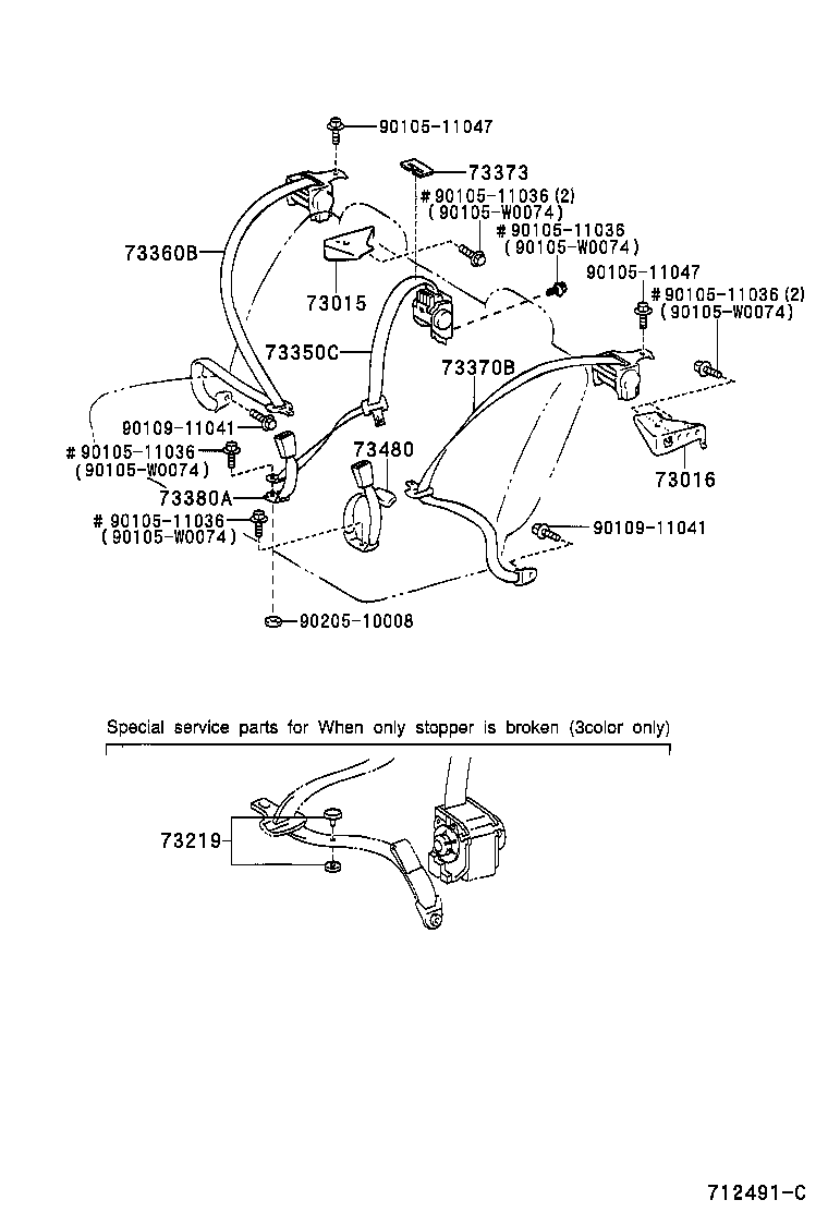 73015-13020 BRACKET SUB-ASSY, BELT OUTER ANCHOR, RH product image