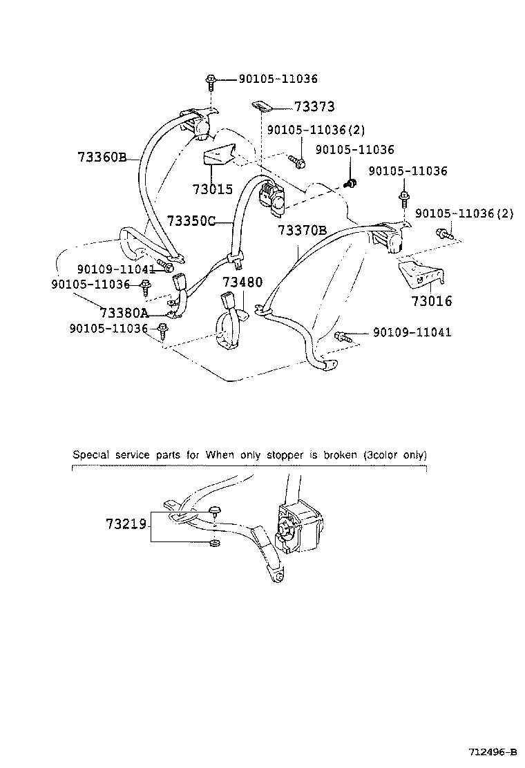 73016-12010 BRACKET SUB-ASSY, BELT OUTER ANCHOR, LH product image