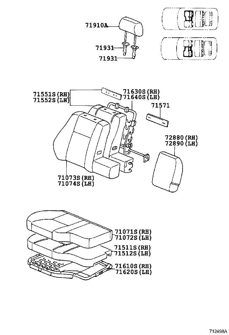 71017-60360 FRAME SUB-ASSY, REAR SEAT BACK, RH product image