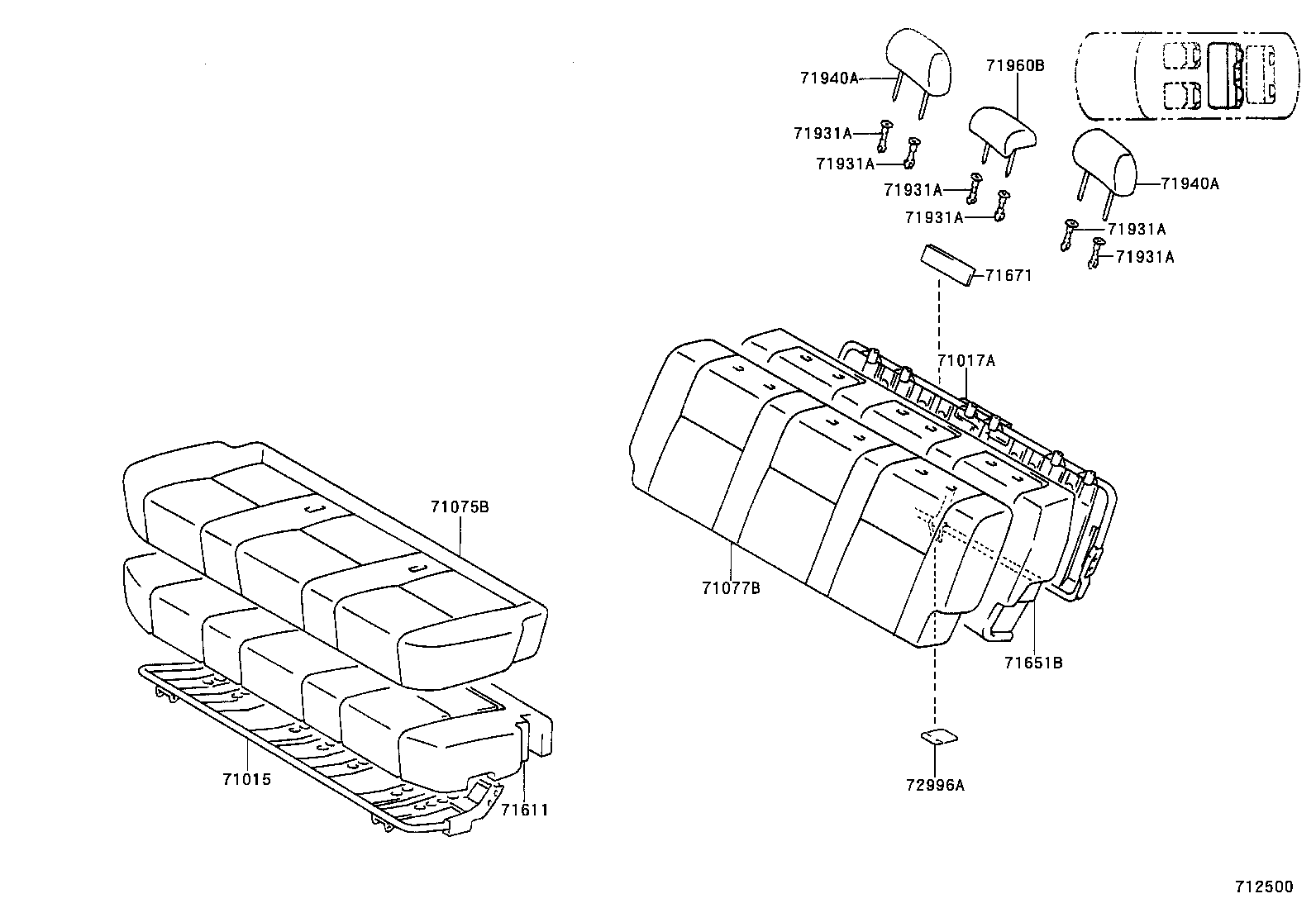 71017-60360 FRAME SUB-ASSY, REAR SEAT BACK, RH product image