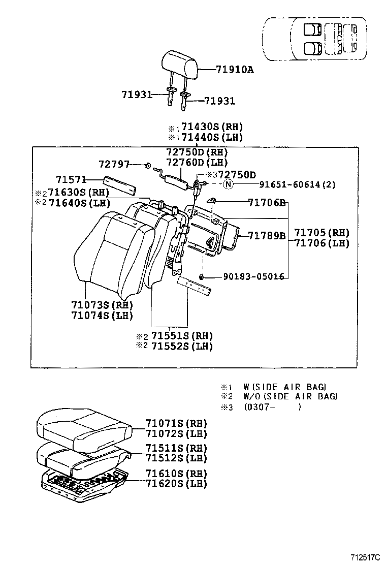 71630-60150 SPRING ASSY, FRONT SEAT BACK, RH(FOR SEPARATE TYPE) product image