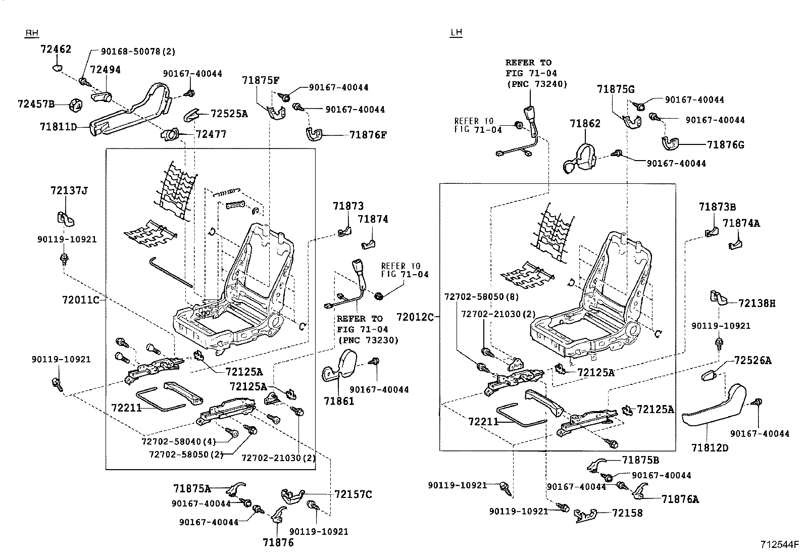 71052-21040 PAD, FRONT SEAT CUSHION, LH (FOR SEPARATE TYPE) product image