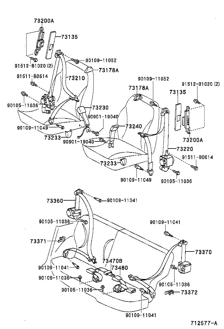 73240-52020-C0 BELT ASSY, FRONT SEAT INNER, LH product image