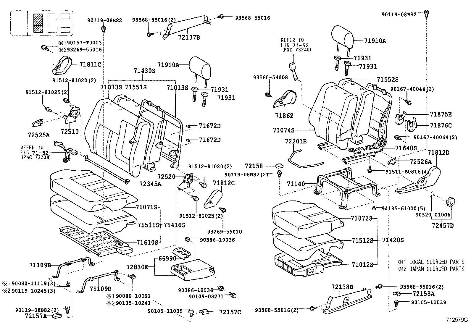 79103-0B080 FRAME SUB-ASSY, NO.1 SEAT BACK, RH product image