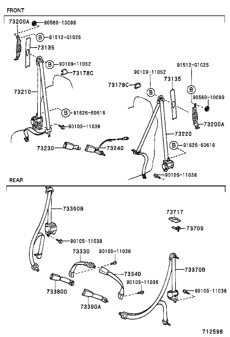 73240-42011-B1 BELT ASSY, FRONT SEAT INNER, LH product image