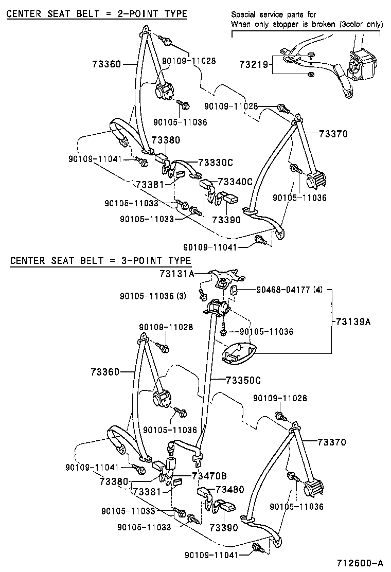 73200-52010-B0 ADJUSTER ASSY, FRONT SHOULDER BELT ANCHOR product image