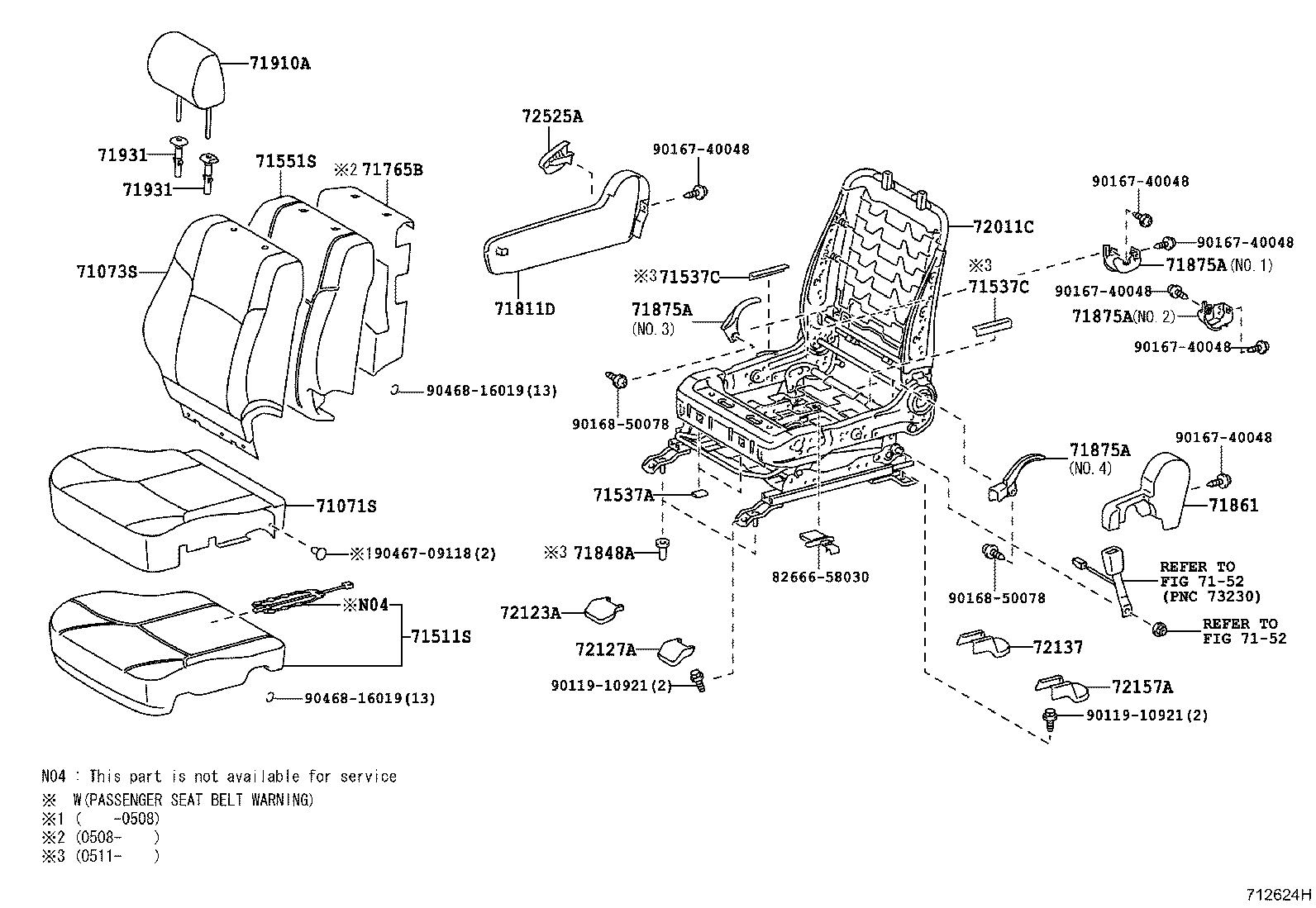 71017-35170 FRAME SUB-ASSY, REAR SEAT BACK, RH product image