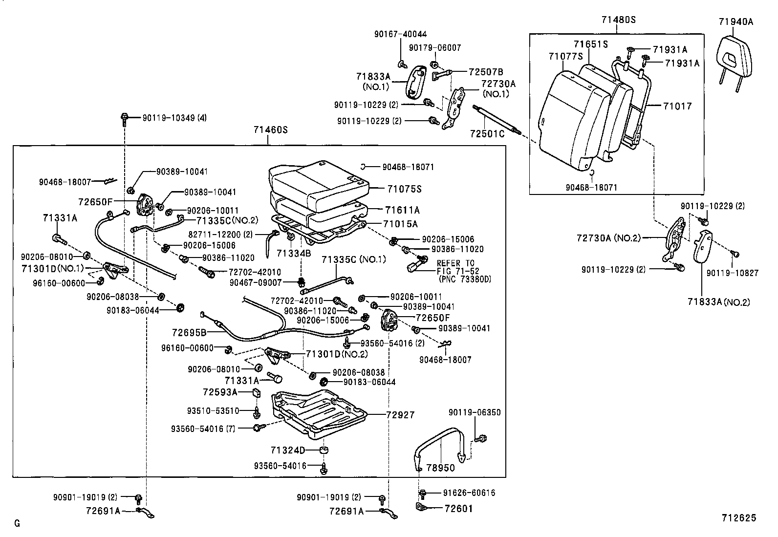 71470-42460 CUSHION ASSY, REAR SEAT, LH (FOR SEPARATE TYPE) product image