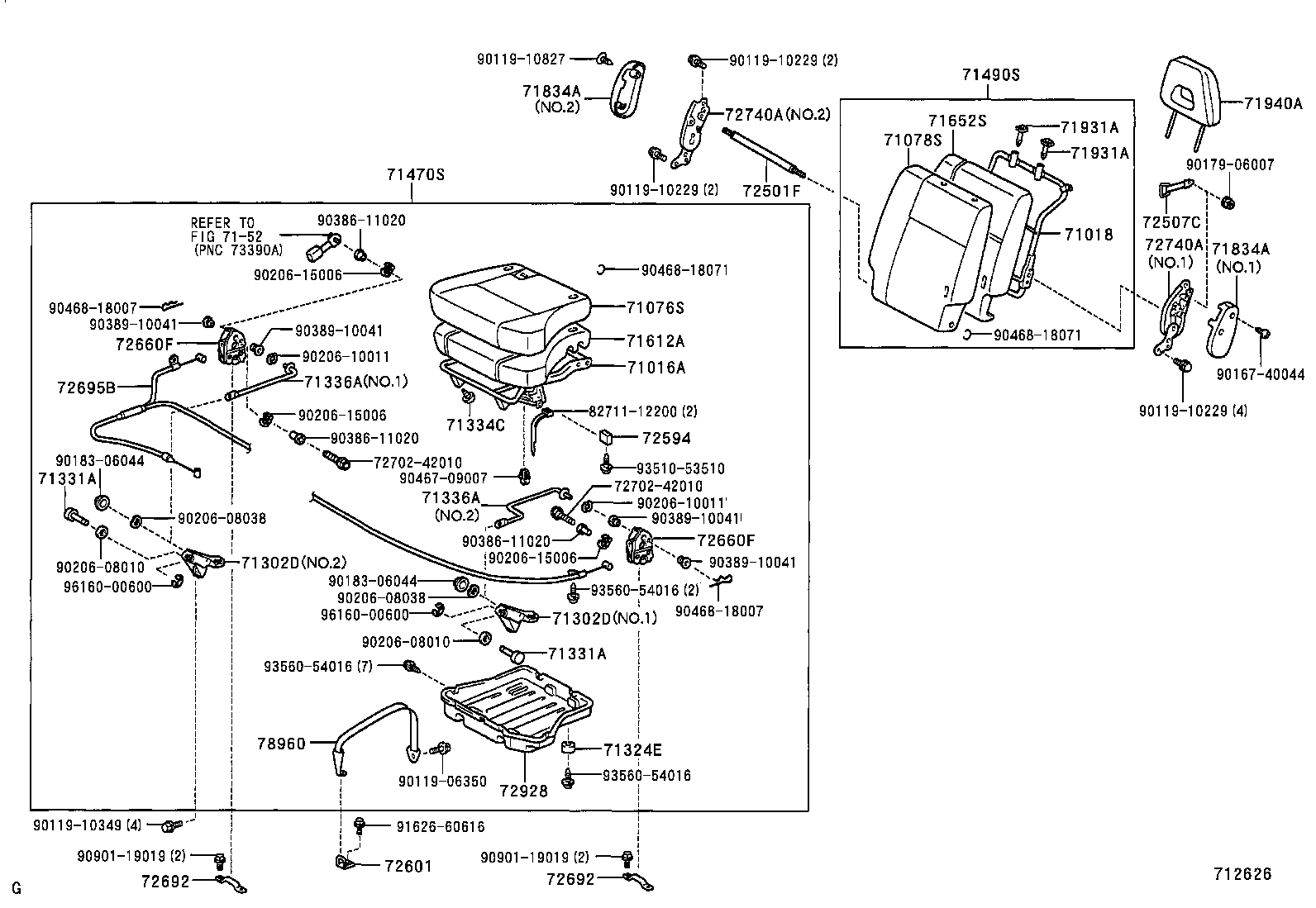 71470-42460 CUSHION ASSY, REAR SEAT, LH (FOR SEPARATE TYPE) product image