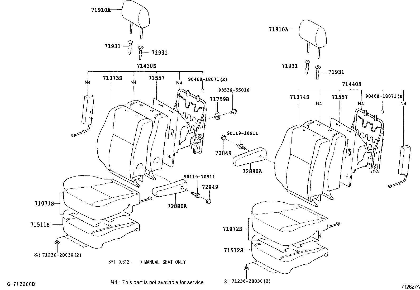 71120-44010 FRAME SUB-ASSY, FRONT SEAT CUSHION, LH product image
