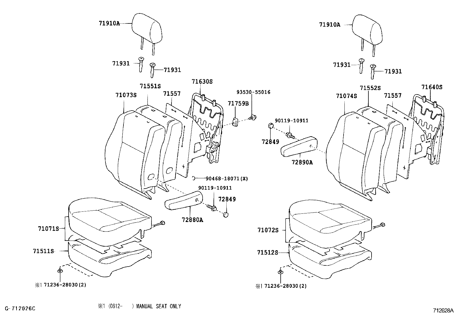 71120-44010 FRAME SUB-ASSY, FRONT SEAT CUSHION, LH product image