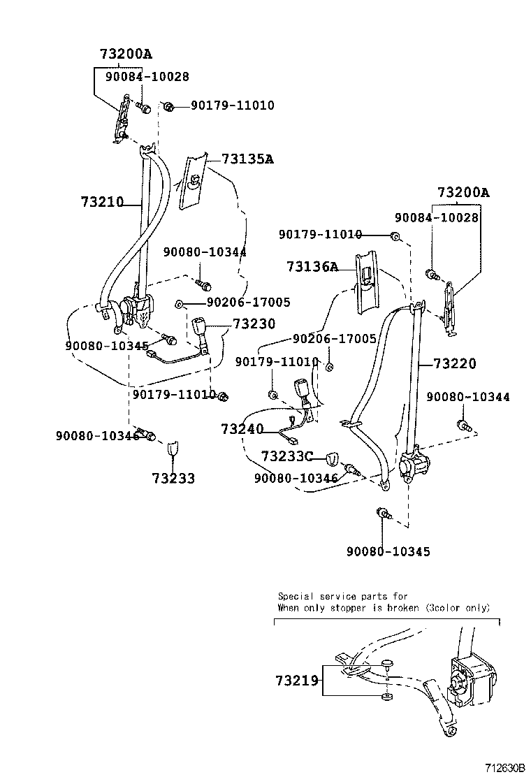 Toyota 73219-AE010 STOPPER, TONGUE PLATE