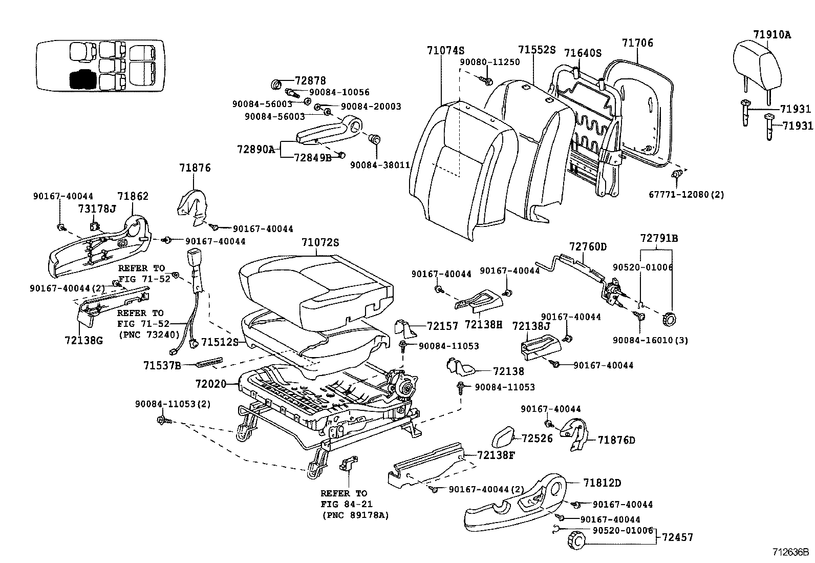 Toyota 71073-08030-B0 COVER, FRONT SEAT BACK, RH(FOR SEPARATE TYPE)