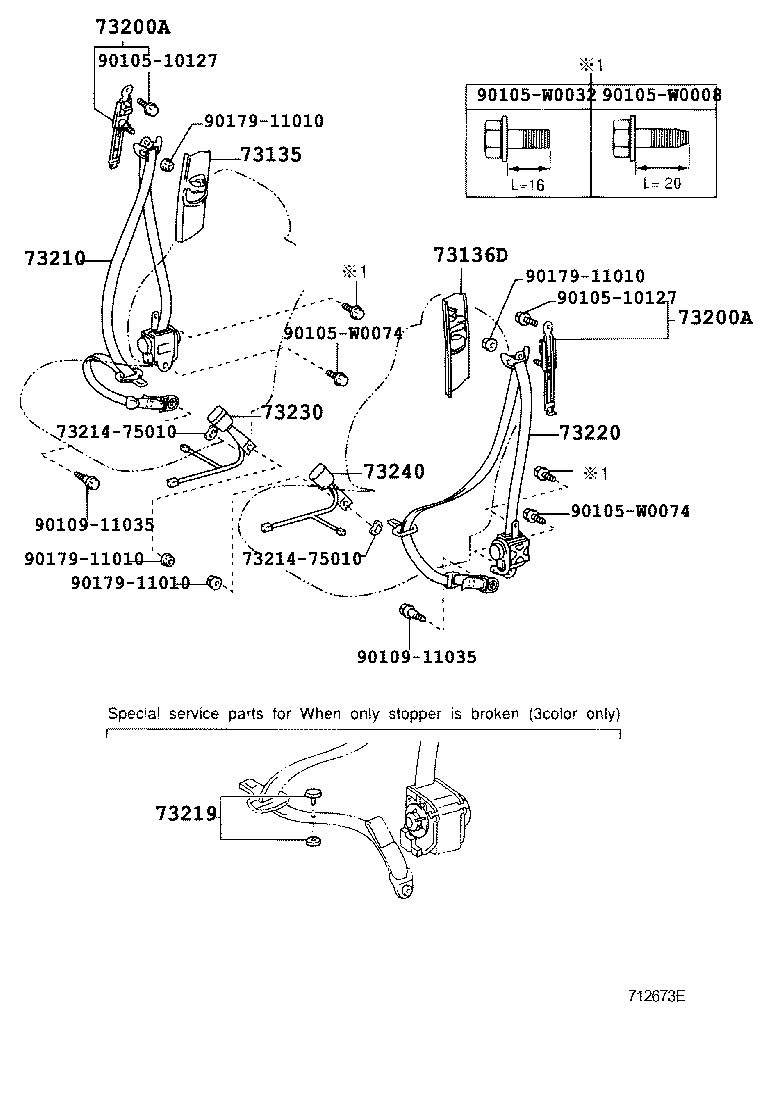73220-05051 BELT ASSY, FRONT SEAT OUTER, LH product image